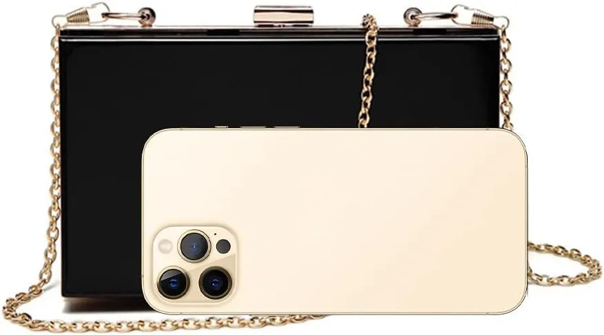 Women Clear Purse Acrylic Evening Clutch Bag Shoulder Handbag Unique Evening Bags and Clutches Crossbody Purse Black