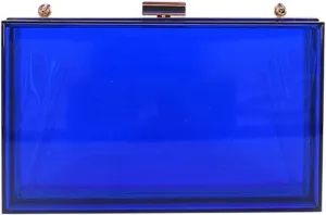 Women Clear Purse Acrylic Evening Clutch Bag Shoulder Handbag Unique Evening Bags and Clutches Crossbody Purse Blue-T