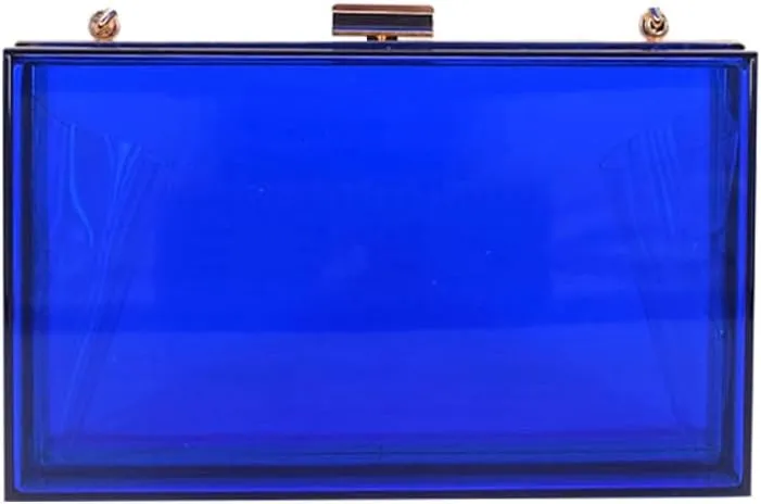 Women Clear Purse Acrylic Evening Clutch Bag Shoulder Handbag Unique Evening Bags and Clutches Crossbody Purse Blue-T