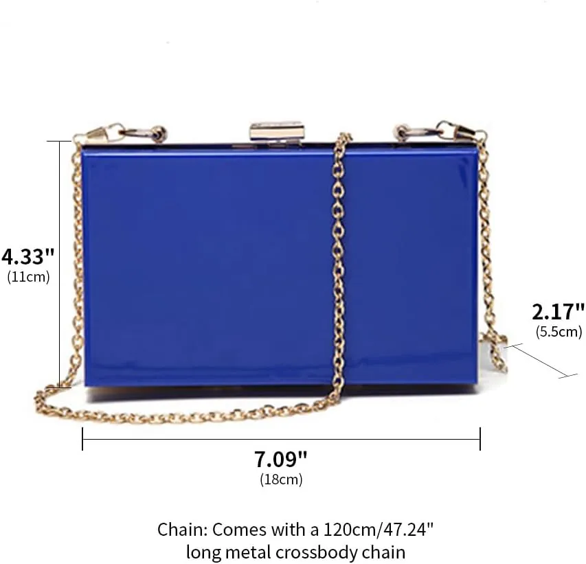 Women Clear Purse Acrylic Evening Clutch Bag Shoulder Handbag Unique Evening Bags and Clutches Crossbody Purse Blue
