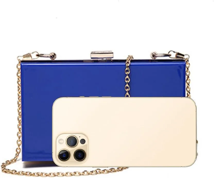 Women Clear Purse Acrylic Evening Clutch Bag Shoulder Handbag Unique Evening Bags and Clutches Crossbody Purse Blue