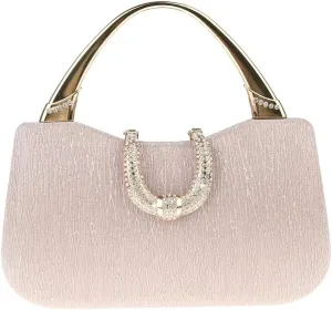 Women Clutch Purses Evening Tote Bag Pleated Crystal Clutch Bag Chain Strap for Wedding Party