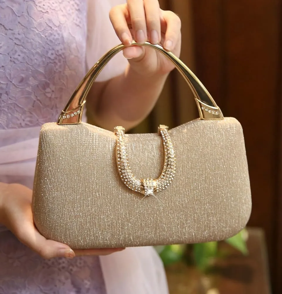 Women Clutch Purses Evening Tote Bag Pleated Crystal Clutch Bag Chain Strap for Wedding Party