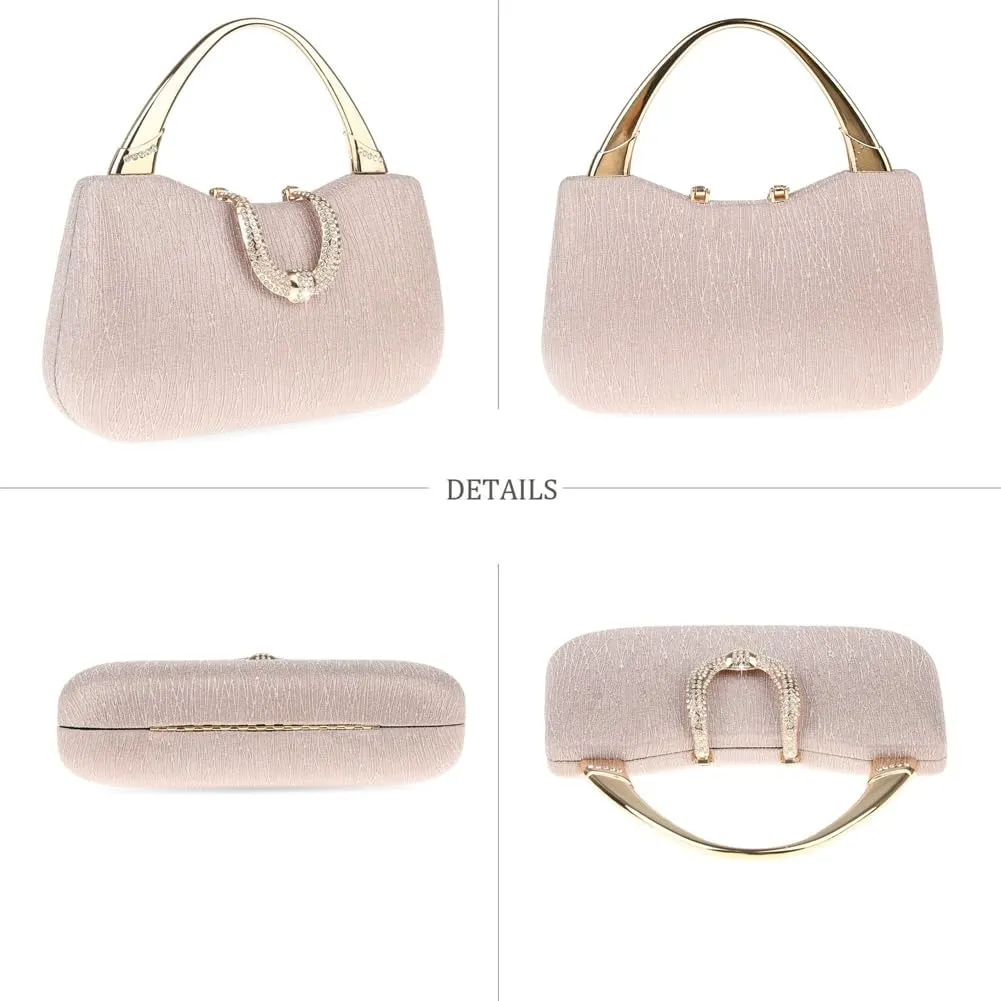 Women Clutch Purses Evening Tote Bag Pleated Crystal Clutch Bag Chain Strap for Wedding Party
