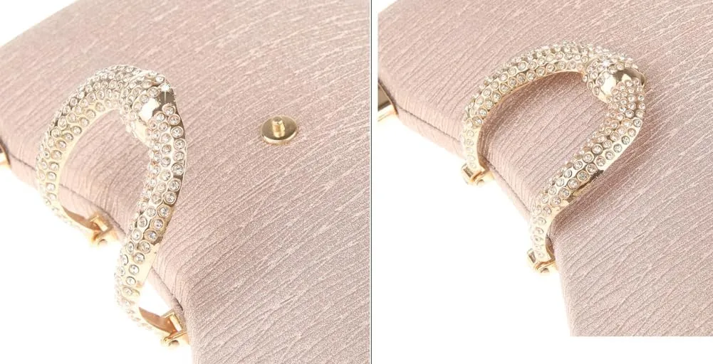 Women Clutch Purses Evening Tote Bag Pleated Crystal Clutch Bag Chain Strap for Wedding Party