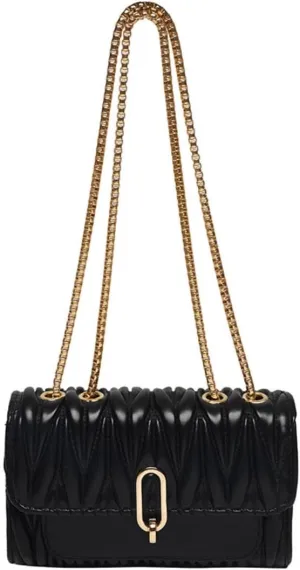 Women Elegant Faux Leather Clutch Purse Foldover Bags Gold Chain Strap, insHandBag for Party Wedding Prom