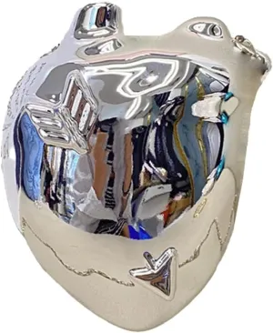 Women Heart Shaped Metallic Acrylic Clutch Unique Acrylic Purse Sparkly Handbag Fancy Evening Bags for Party Prom