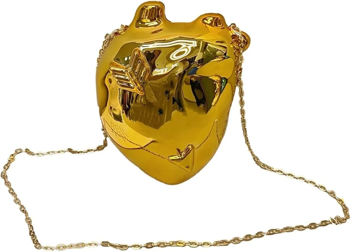 Women Heart Shaped Metallic Acrylic Clutch Unique Acrylic Purse Sparkly Handbag Fancy Evening Bags for Party Prom