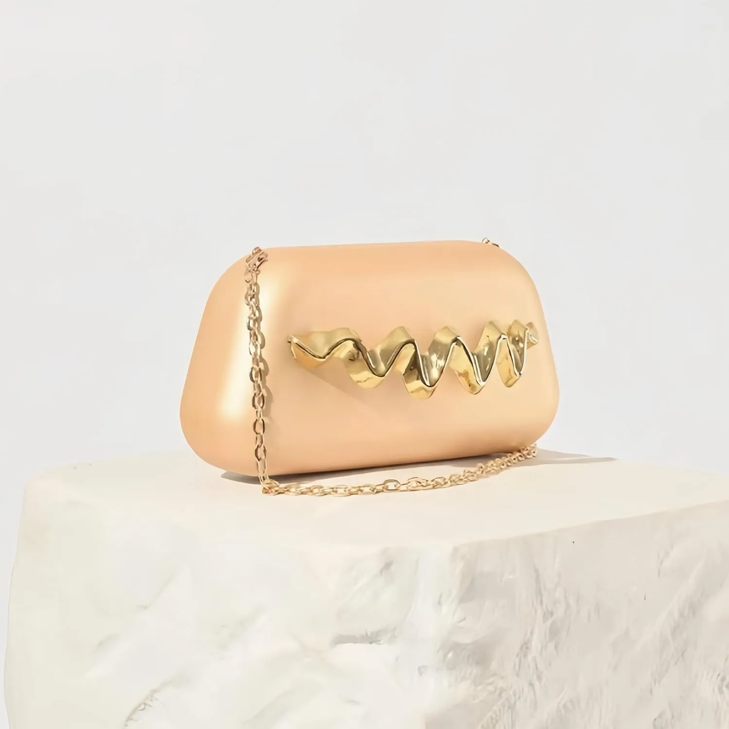 Women PU Leather Clutch Vintage Metal Handle Handbag Unique Box Crossbody Purses Trendy Wedding Casual Shoulder Bag