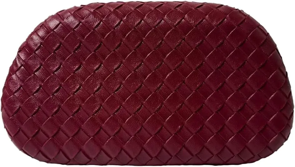 Women PU Leather Evening Clutch Metal Handle Handbag Trendy Weave Crossbody Bag Casual Clutch Purse for Wedding