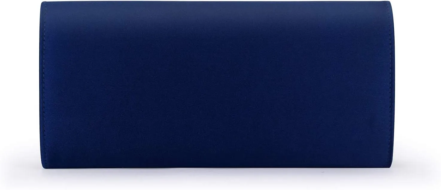 Women Satin Rhinestones Evening Bags Prom Bridal Clutch Purse Cross Body With Detachable Chain Strap