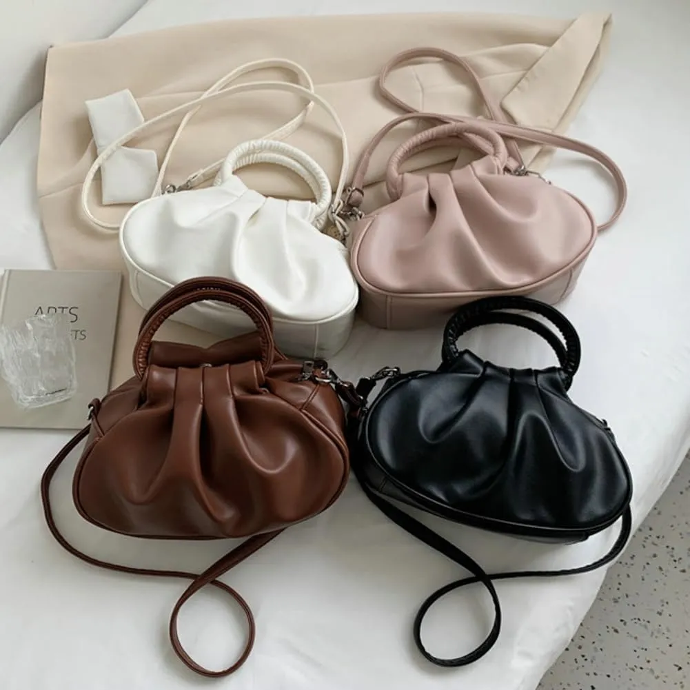 Womens Chic Purse Cloud Handbags Cute Shoulder Crossbody Bag Small Tote Bag Retro Ladies Satchel Pleated Clutch