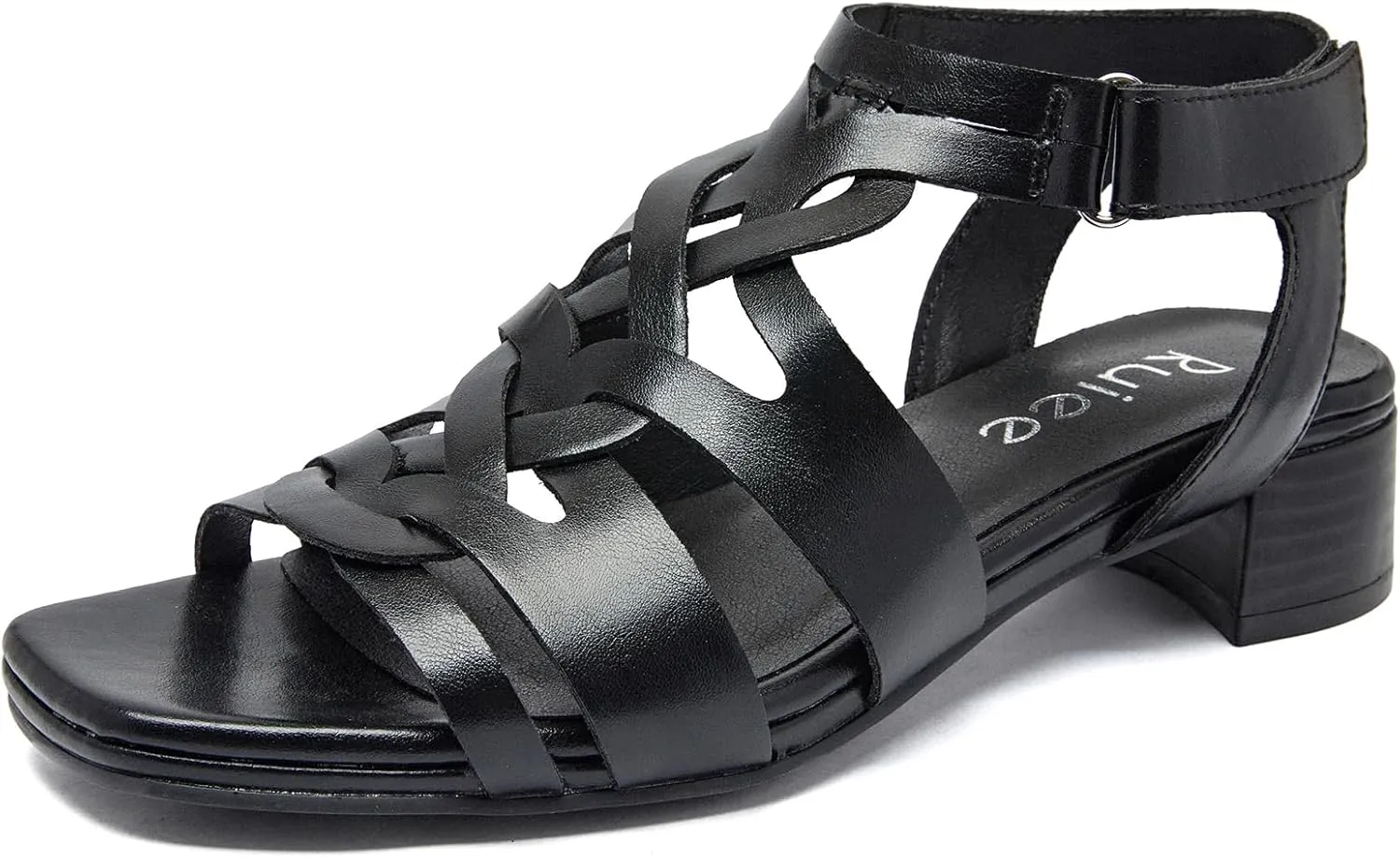 Women's Chunky Heeled Sandals - Block Low Heels Ankle Strap Square Open Toe Dressy Sandals for Women.