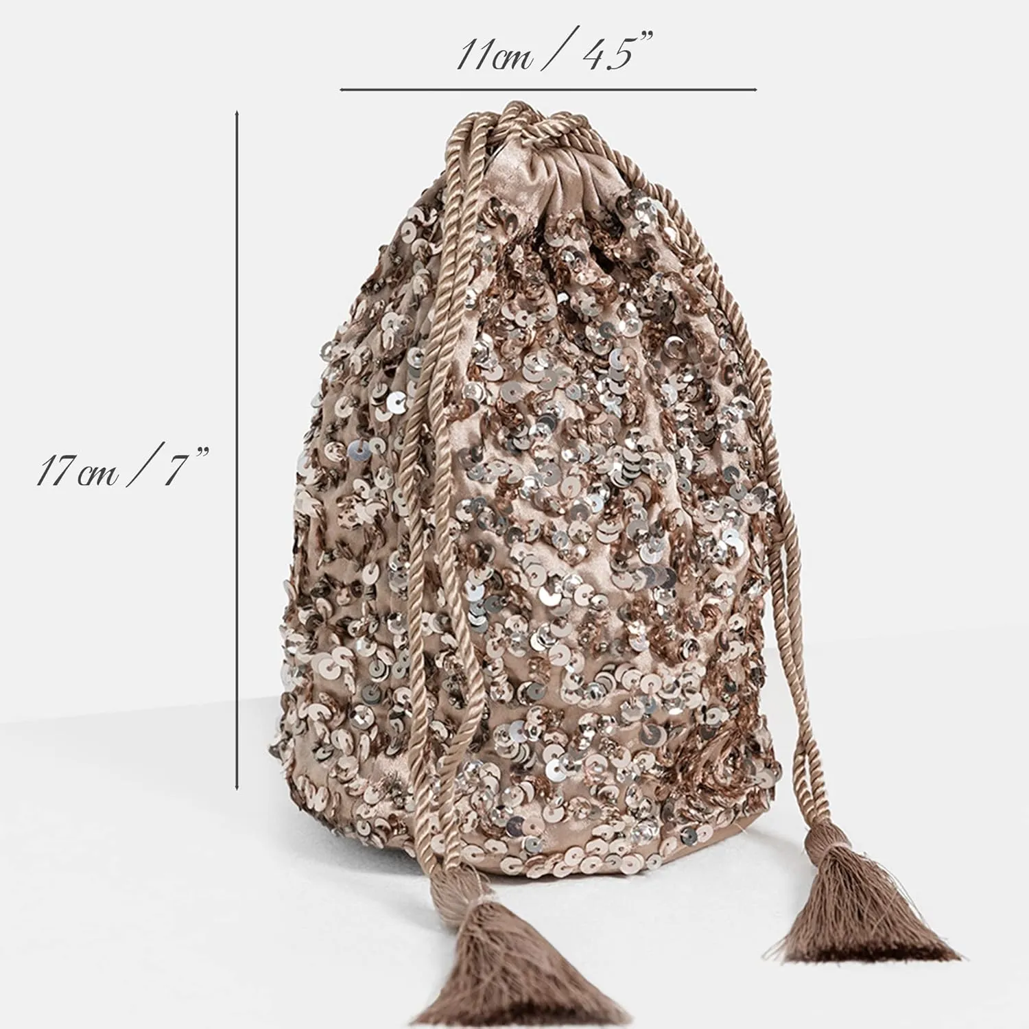 Women's Handbag Ladies Sequin Bag Bridesmaids Sparkling Drawstring Coin Purse Pouch for Evening Prom Party Clutch