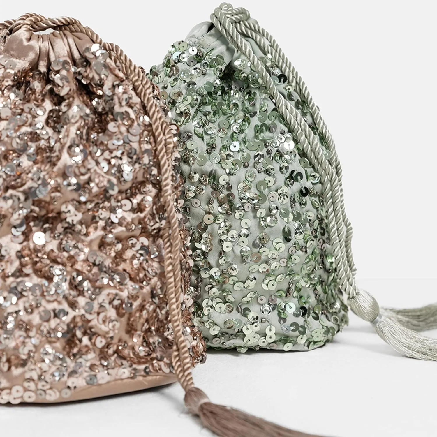 Women's Handbag Ladies Sequin Bag Bridesmaids Sparkling Drawstring Coin Purse Pouch for Evening Prom Party Clutch