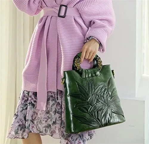 Women's Shoulder Bags Vintage Embossed Handbags Women's Large Capacity Chinese Handbags (B 30cm 12cm 29cm)