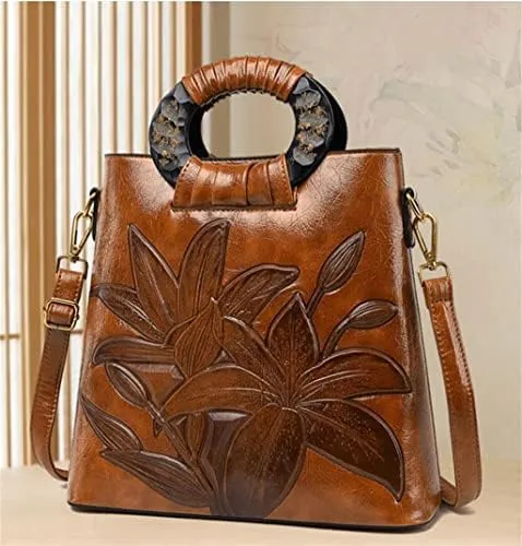 Women's Shoulder Bags Vintage Embossed Handbags Women's Large Capacity Chinese Handbags (B 30cm 12cm 29cm)