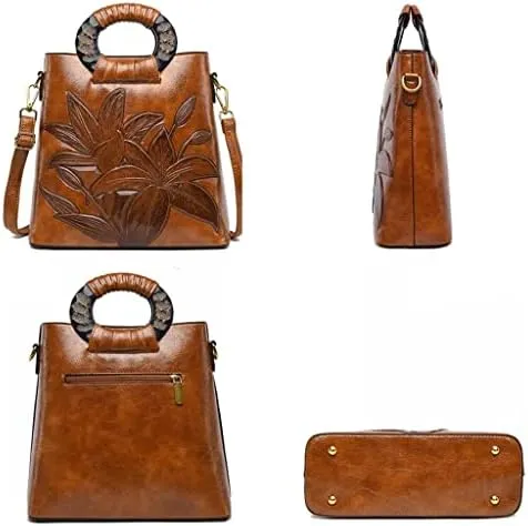 Women's Shoulder Bags Vintage Embossed Handbags Women's Large Capacity Chinese Handbags (B 30cm 12cm 29cm)