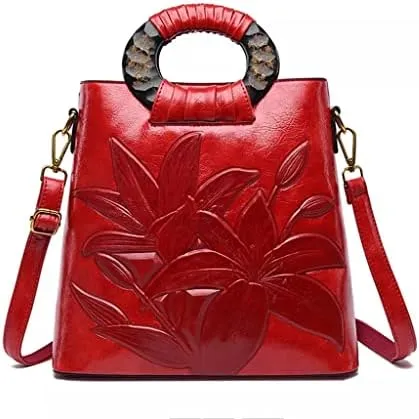 Women's Shoulder Bags Vintage Embossed Handbags Women's Large Capacity Chinese Handbags (B 30cm 12cm 29cm)