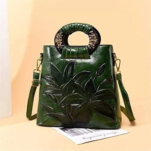 Women's Shoulder Bags Vintage Embossed Handbags Women's Large Capacity Chinese Handbags (B 30cm 12cm 29cm)