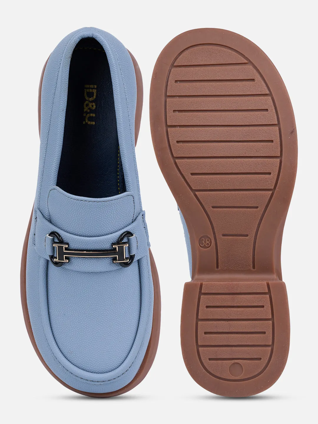 Women's Sky Blue Block Heel Slip On (IU2004)