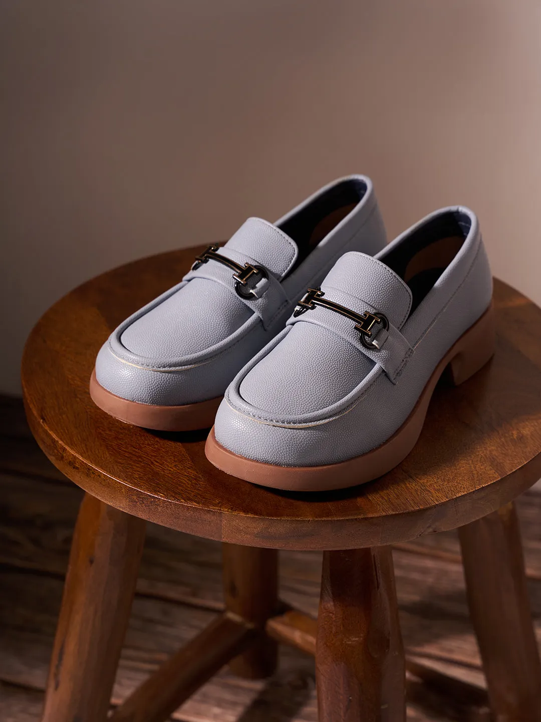Women's Sky Blue Block Heel Slip On (IU2004)