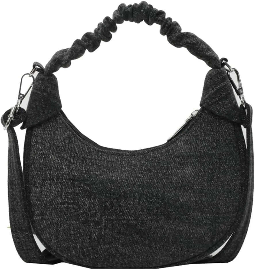 Womens Vintage Crescent Shoulder Crossbody Bags Washed Denim Dumpling Tote Small Purse Handbags Satchel 2024