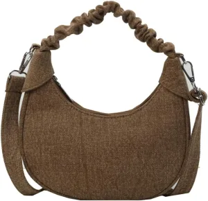 Womens Vintage Crescent Shoulder Crossbody Bags Washed Denim Dumpling Tote Small Purse Handbags Satchel 2024