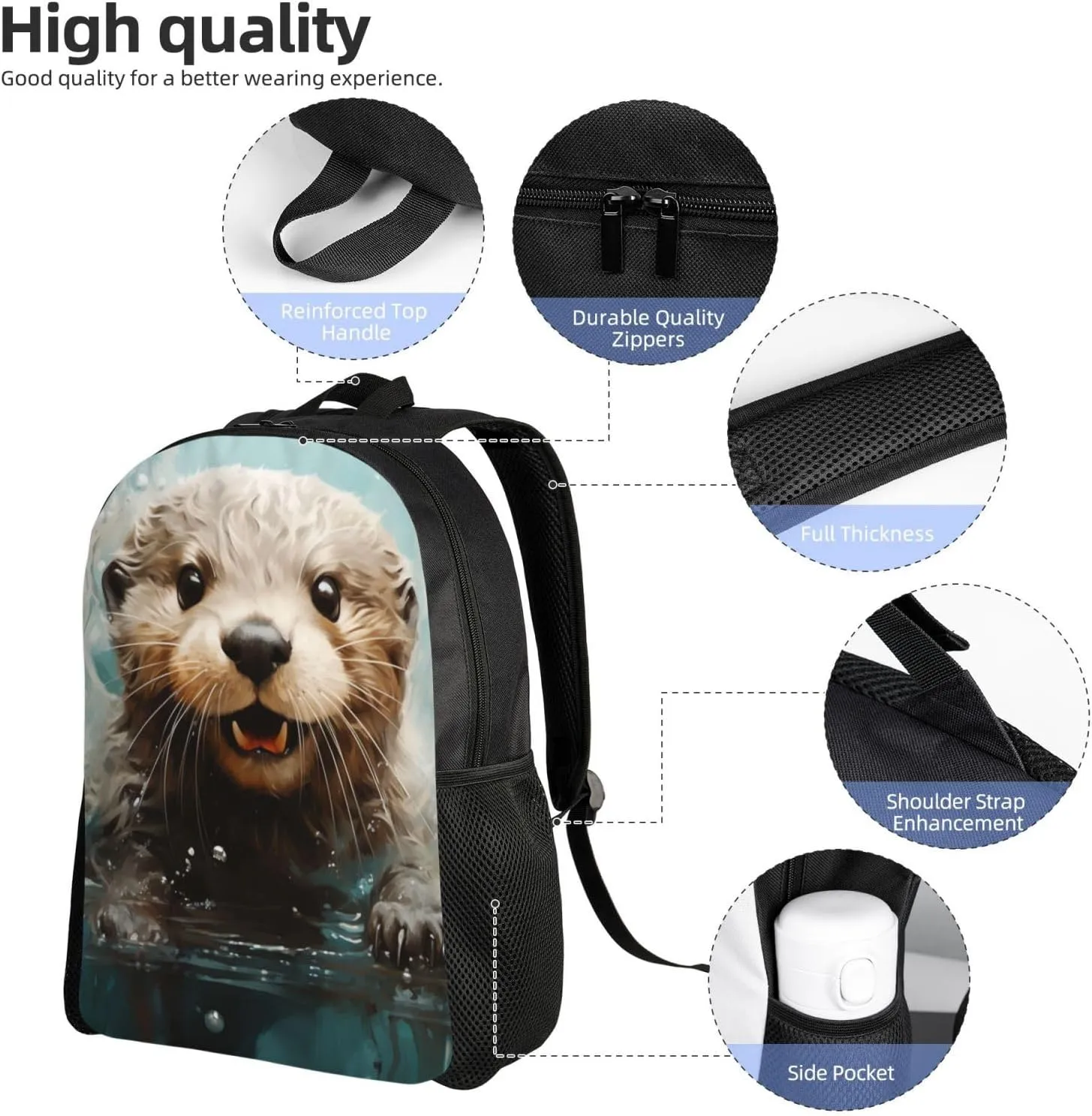 Xerial Cute Otter Backpack Waterproof Anti Theft Durable Light Laptop Bag Backpacks For Women Men Travel Gym Backpack