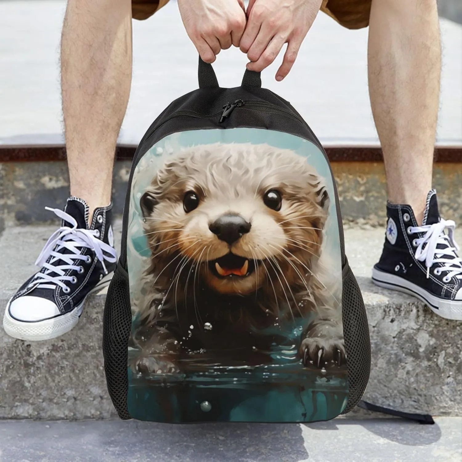 Xerial Cute Otter Backpack Waterproof Anti Theft Durable Light Laptop Bag Backpacks For Women Men Travel Gym Backpack