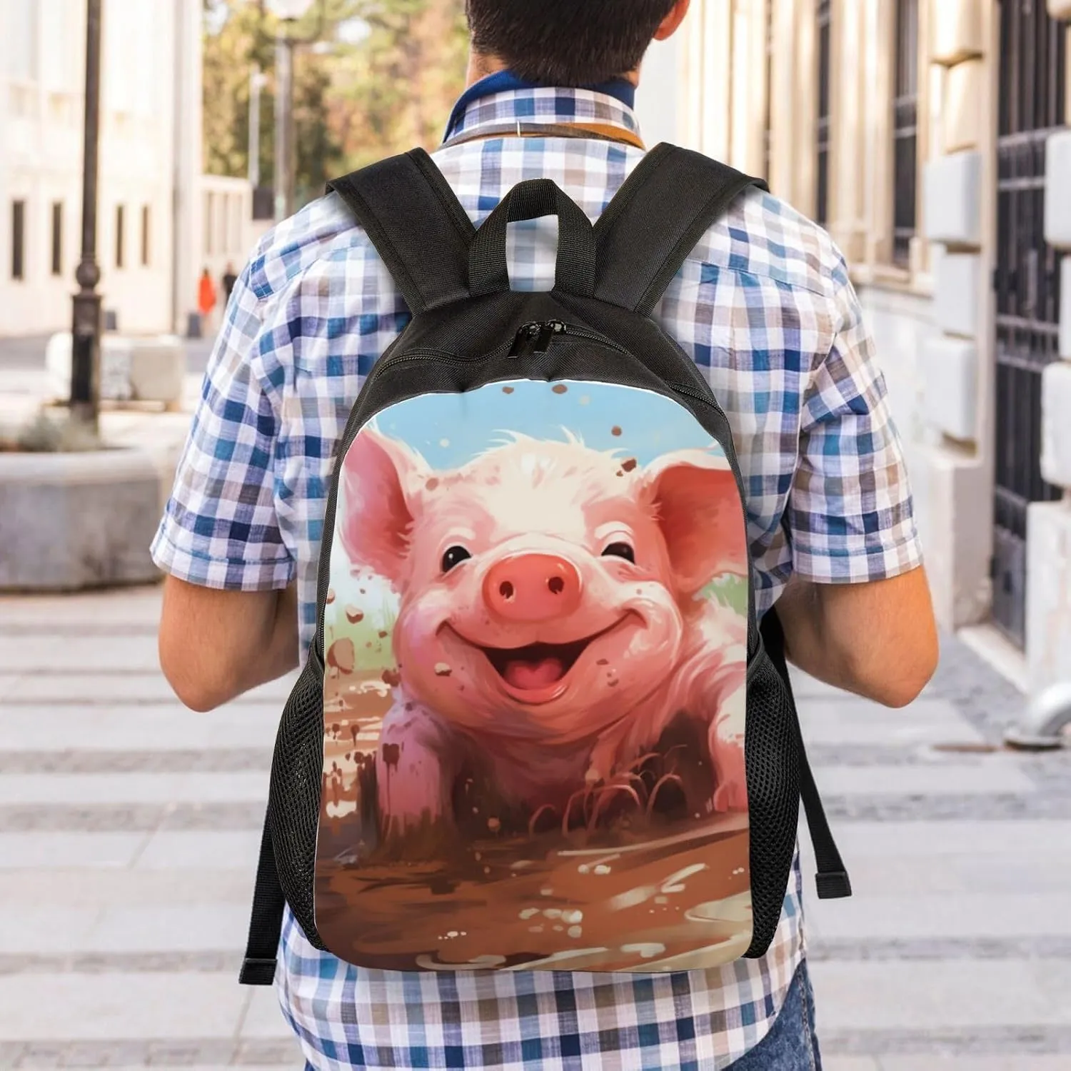 Xerial Cute Pig Backpack Waterproof Anti Theft Durable Light Laptop Bag Backpacks For Women Men Travel Gym Backpack