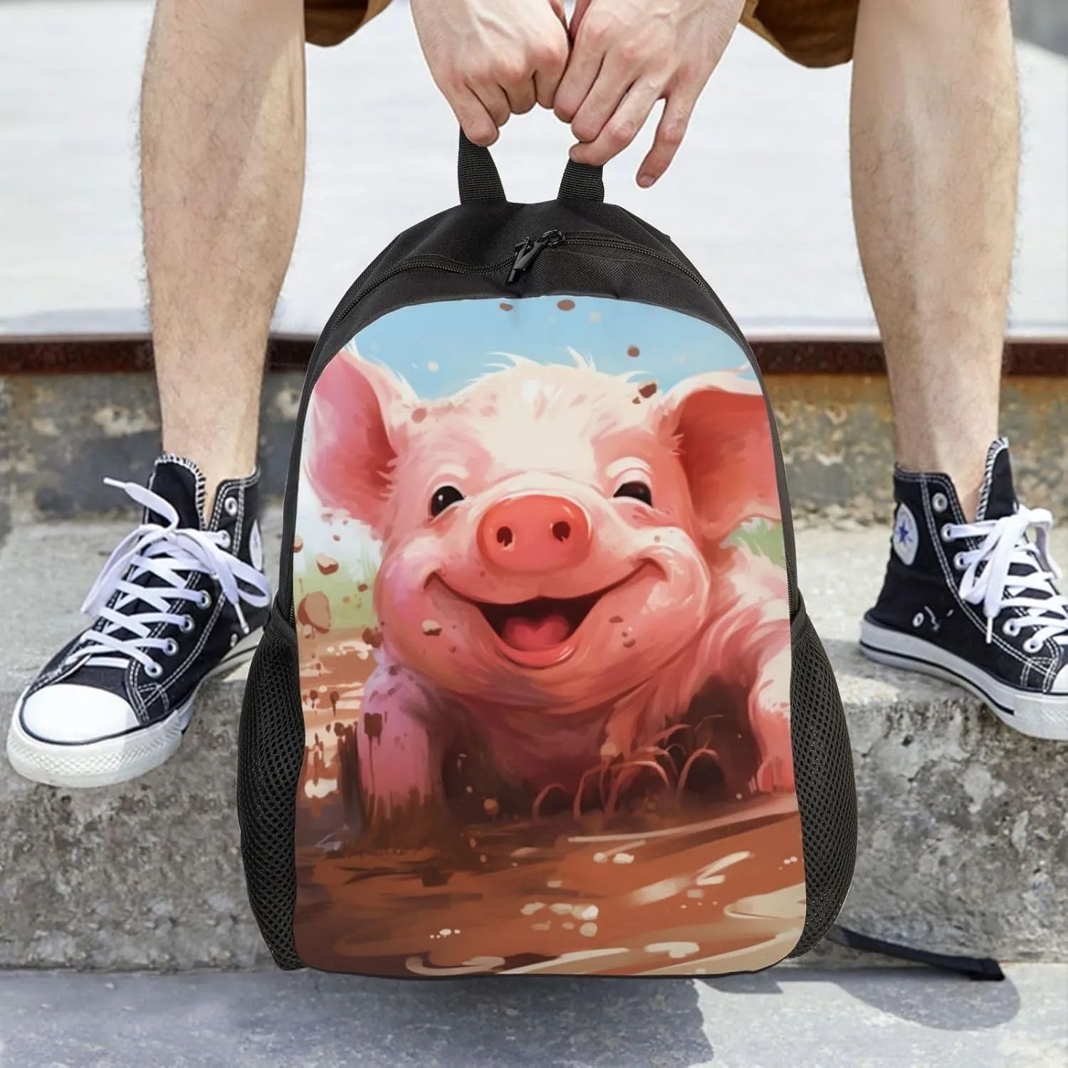 Xerial Cute Pig Backpack Waterproof Anti Theft Durable Light Laptop Bag Backpacks For Women Men Travel Gym Backpack