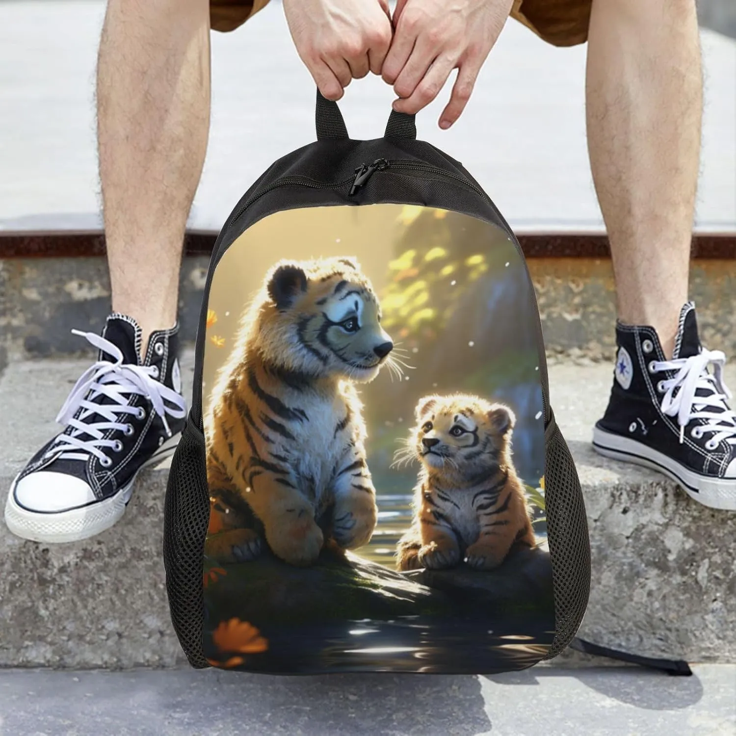 Xerial Cute Tiger Backpack Waterproof Anti Theft Durable Light Laptop Bag Backpacks For Women Men Travel Gym Backpack