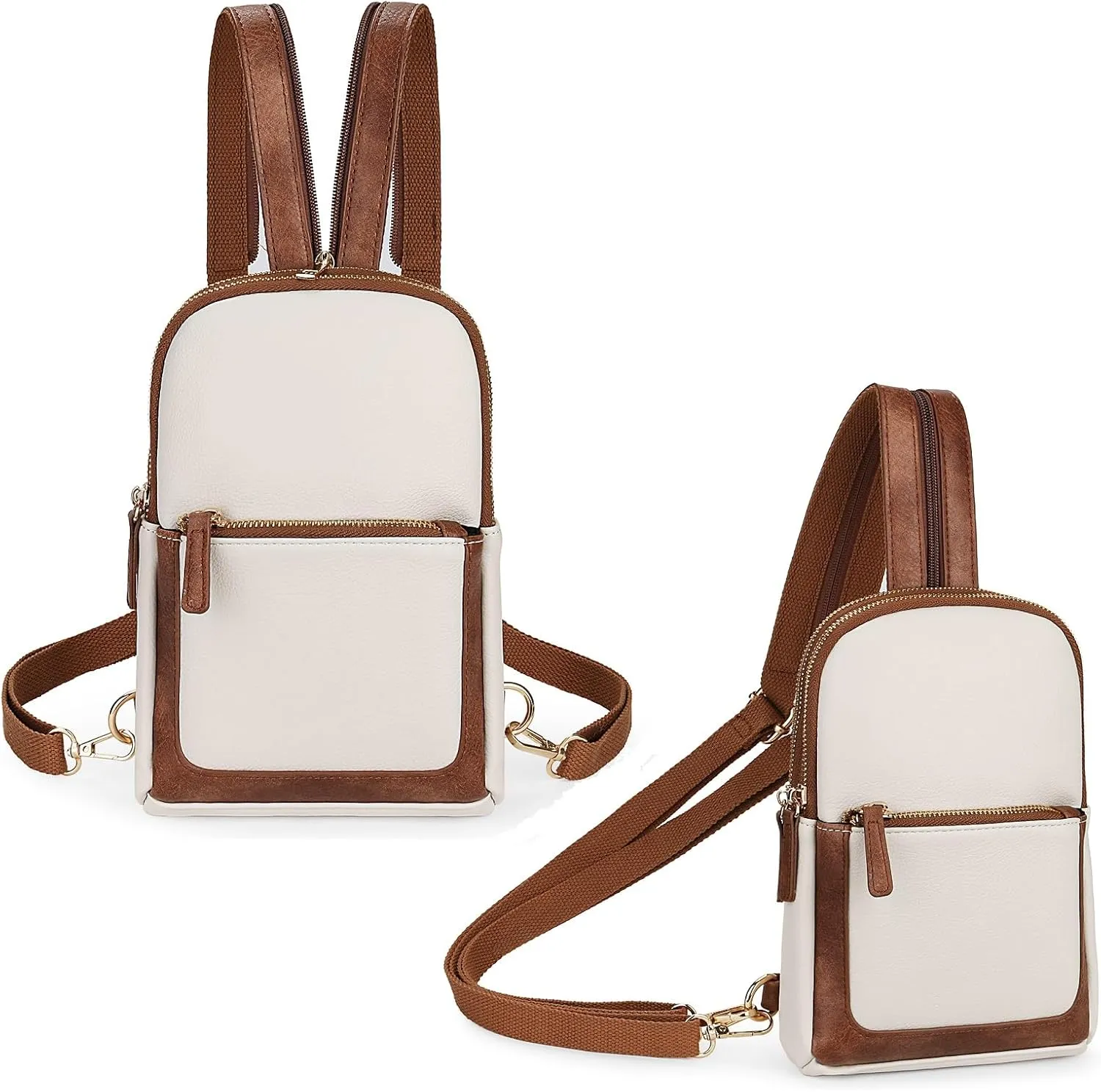 YALUXE Sling Bags for Women Leather Crossbody Bag Trendy Crossover Chest Bag with Convertible Zipperable Strap
