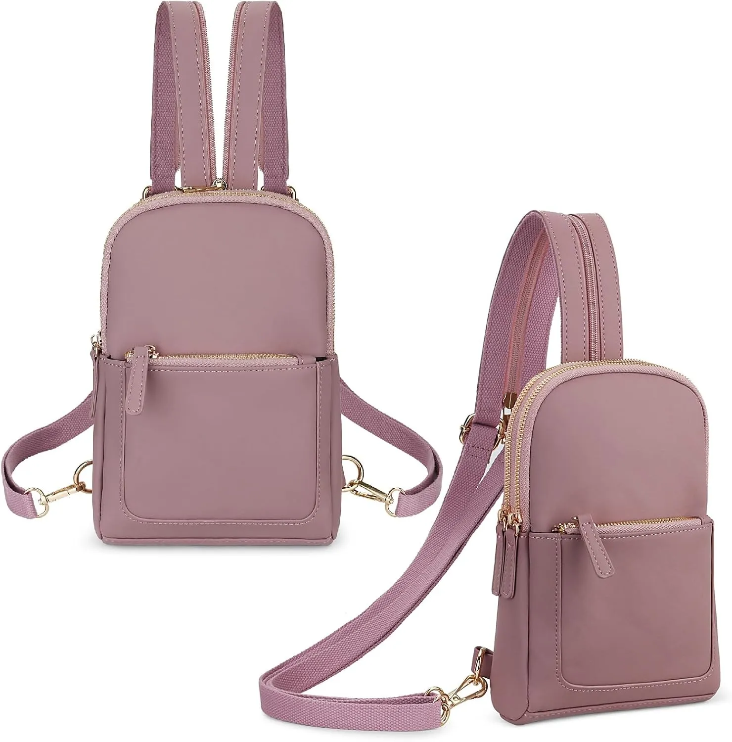 YALUXE Sling Bags for Women Leather Crossbody Bag Trendy Crossover Chest Bag with Convertible Zipperable Strap