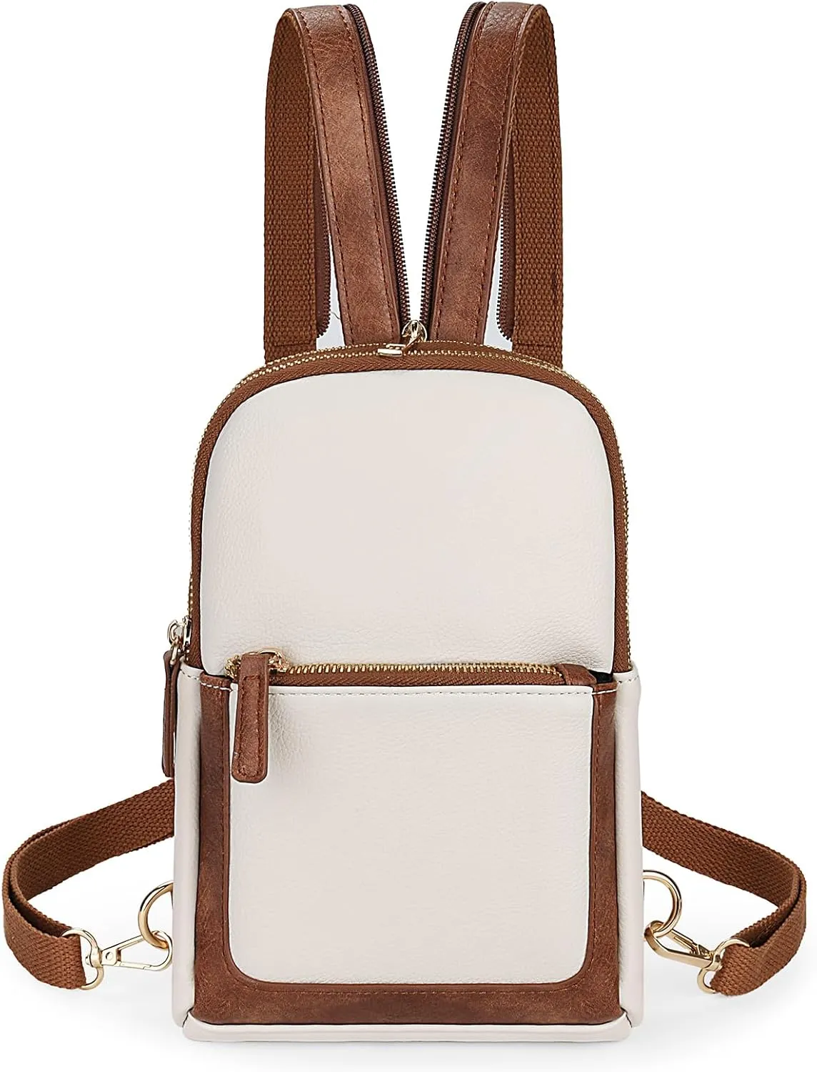 YALUXE Sling Bags for Women Leather Crossbody Bag Trendy Crossover Chest Bag with Convertible Zipperable Strap
