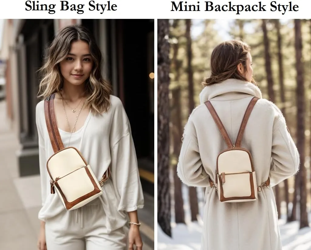YALUXE Sling Bags for Women Leather Crossbody Bag Trendy Crossover Chest Bag with Convertible Zipperable Strap