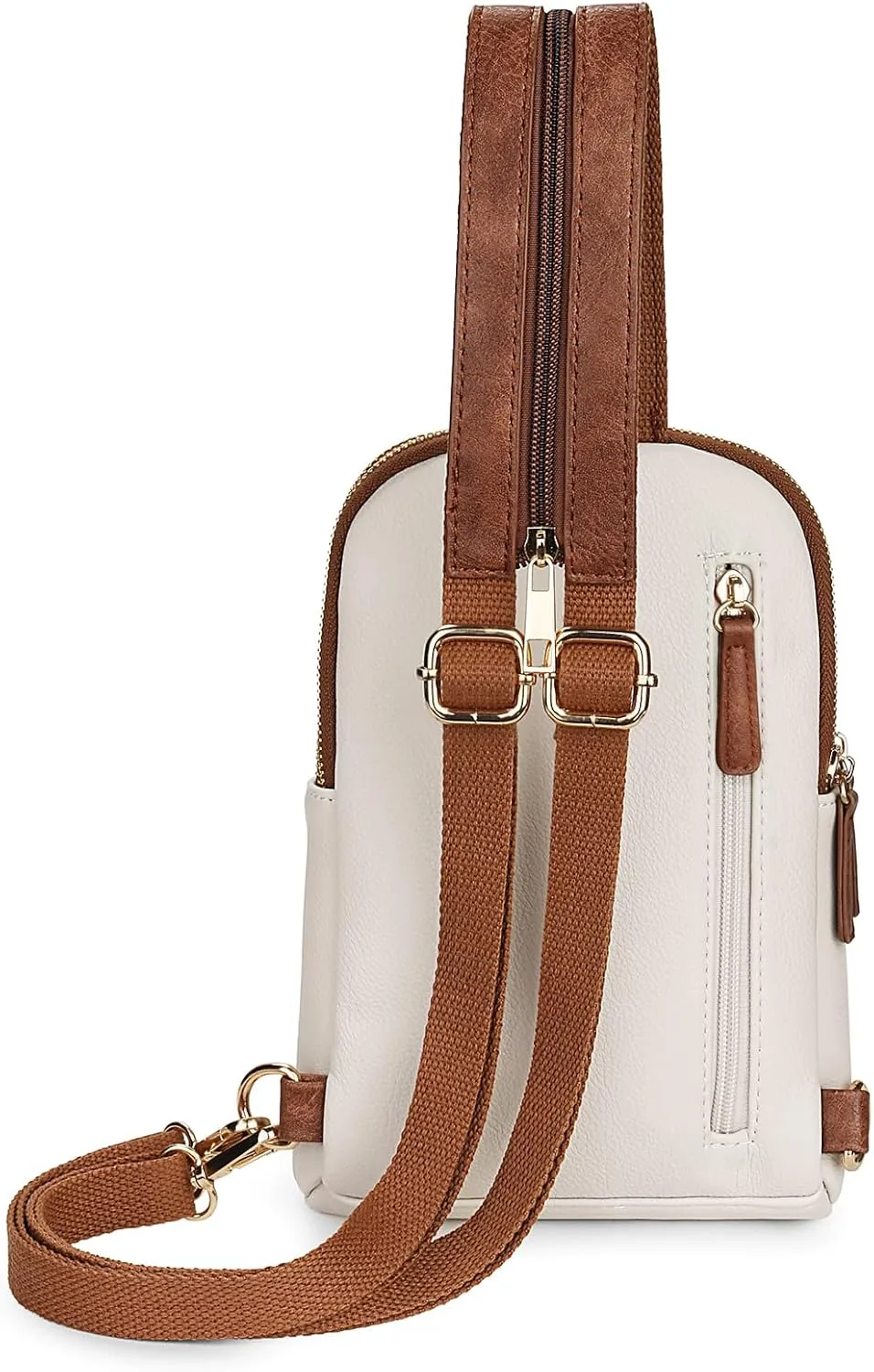 YALUXE Sling Bags for Women Leather Crossbody Bag Trendy Crossover Chest Bag with Convertible Zipperable Strap