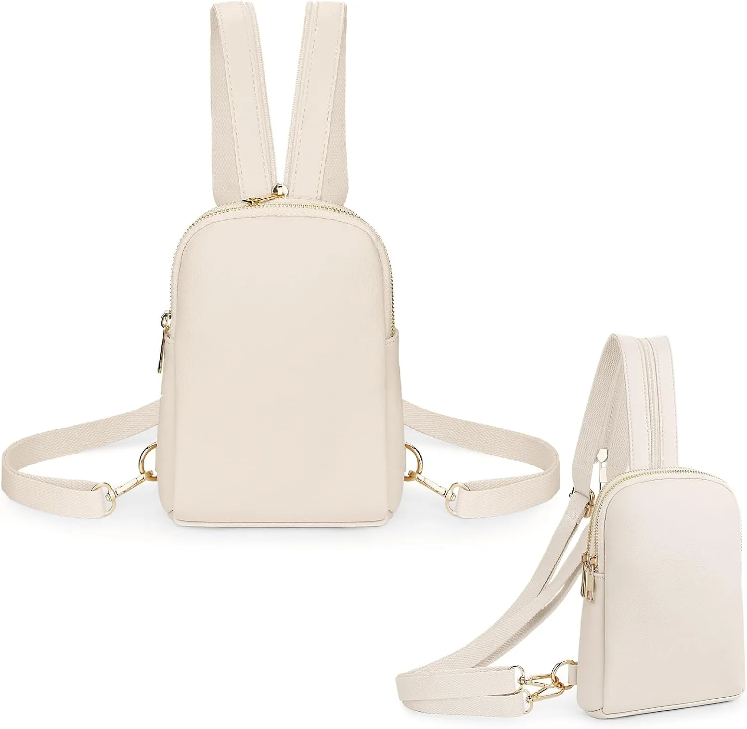 YALUXE Sling Bags for Women Leather Crossbody Bag Trendy Crossover Chest Bag with Convertible Zipperable Strap
