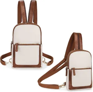YALUXE Sling Bags for Women Leather Crossbody Bag Trendy Crossover Chest Bag with Convertible Zipperable Strap