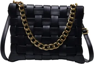 YP Woven Crossbody Bags for Women Shoulder Purses Soft Pu Leather Crossbody Handbags with Chain Strap