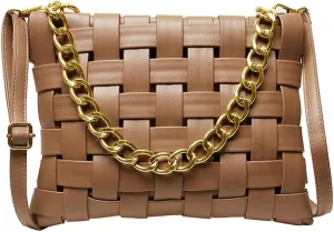 YP Woven Crossbody Bags for Women Shoulder Purses Soft Pu Leather Crossbody Handbags with Chain Strap