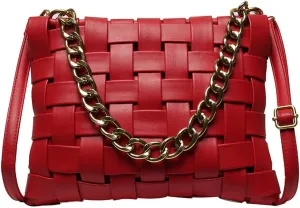 YP Woven Crossbody Bags for Women Shoulder Purses Soft Pu Leather Crossbody Handbags with Chain Strap