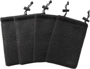 YXQ Nylon Mesh Drawstring Bag, 5 x 3.5 Inch Small Storage Pouch String Bags for Mini Stuff MP3 Charger Earphone Key Travel Kit Organizer for Lipstick Cosmetic Jewelry, Black 4Pcs