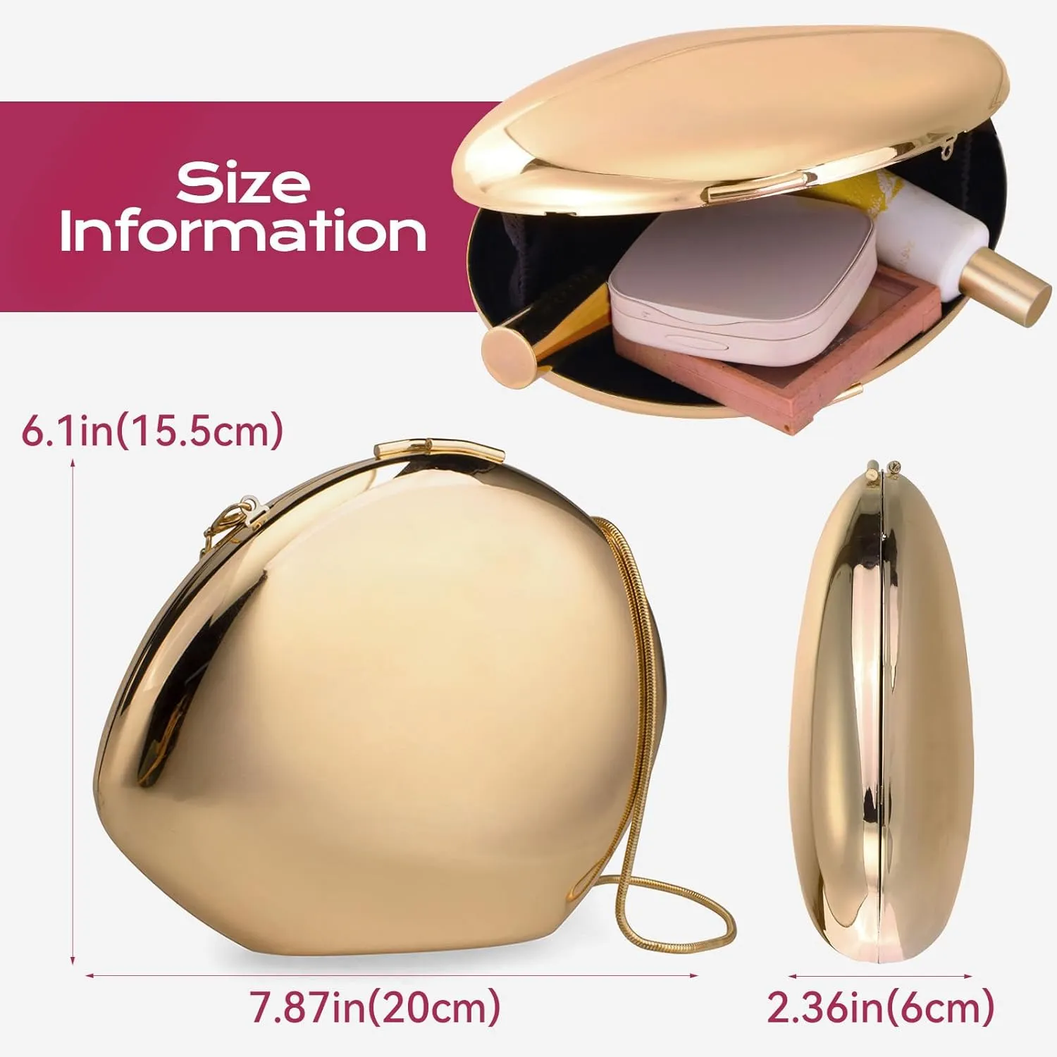YYW Evening Clutch Purse for Women Metal Reflective Shoulder Bag Unique Handbag for Wedding Party Prom