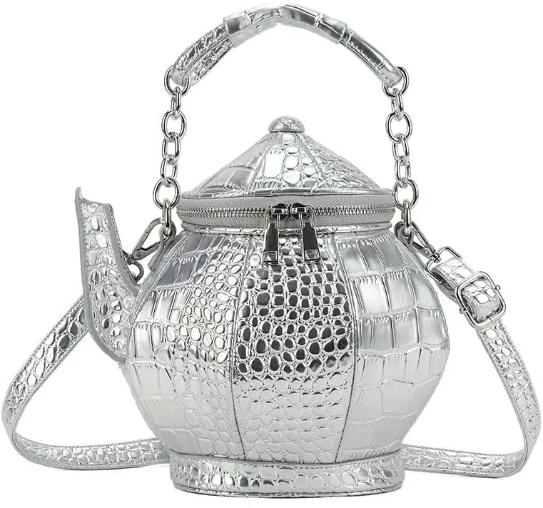 ZiMing Teapot Shape Handbags Purse Women Vegan Leather Crossbody Bags with Chain Handle Stylish Satchel Handbag