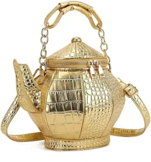 ZiMing Teapot Shape Handbags Purse Women Vegan Leather Crossbody Bags with Chain Handle Stylish Satchel Handbag